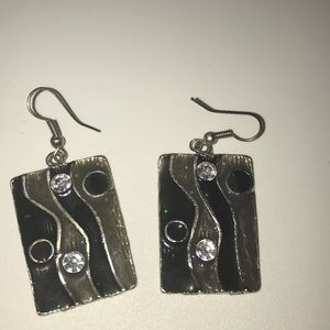 3 pairs of earrings- abstract, peacock, pink drop